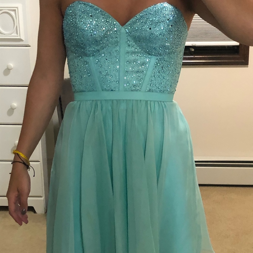 La Femme turquoise sequin mini dress